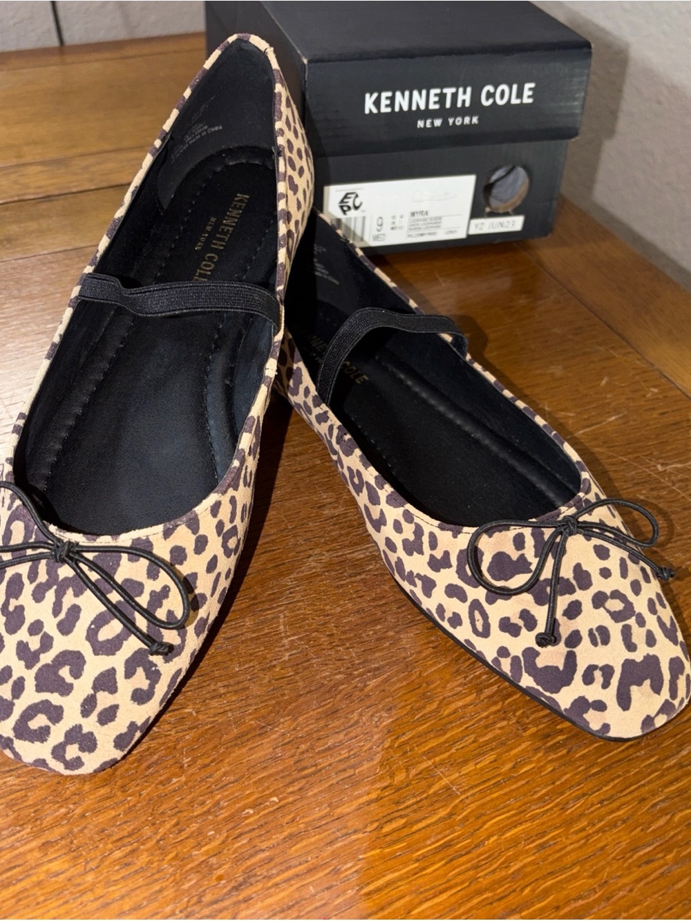 Kenneth Cole Leopard-Print Ballet Flats in Tan and Black
